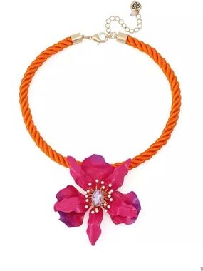 Betsey Johnson Pink Hothouse Bloom Orchid Pendant Statement Necklace